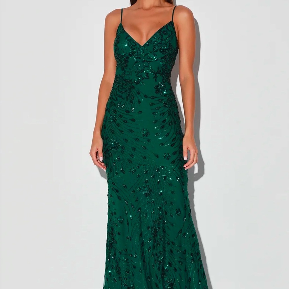 Elegant Green Sequin Prom Holiday Dress